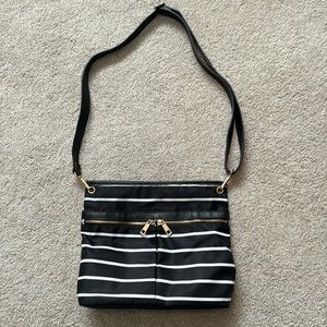 a new day Black & White Striped Crossbody Purse Bag